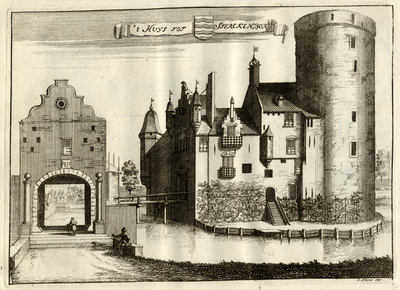 135393 Gezicht op het kasteel Sterkenburg te Driebergen uit het zuidoosten, met links het poortgebouw dat toegang gaf ...